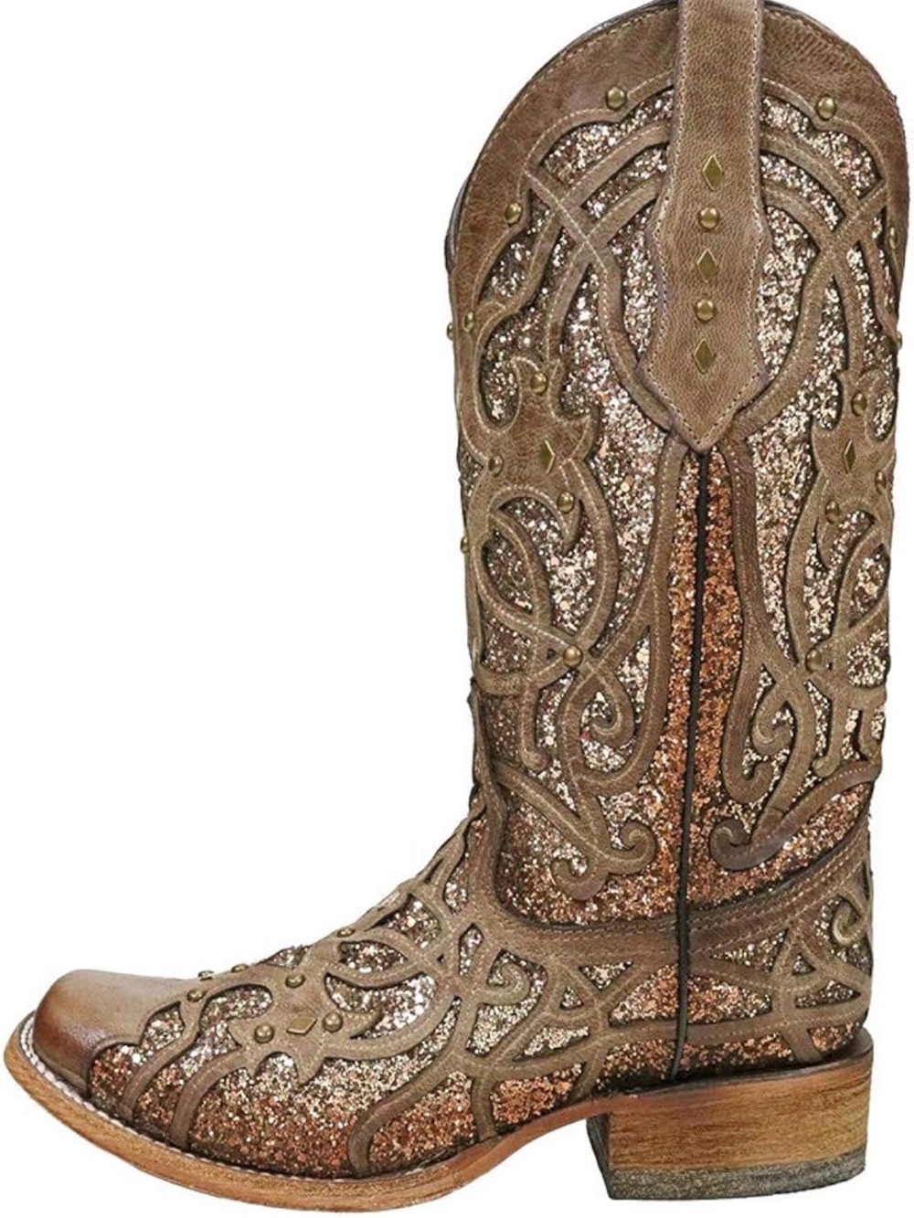 Women's Glitter Brown Western Cowboy Boots